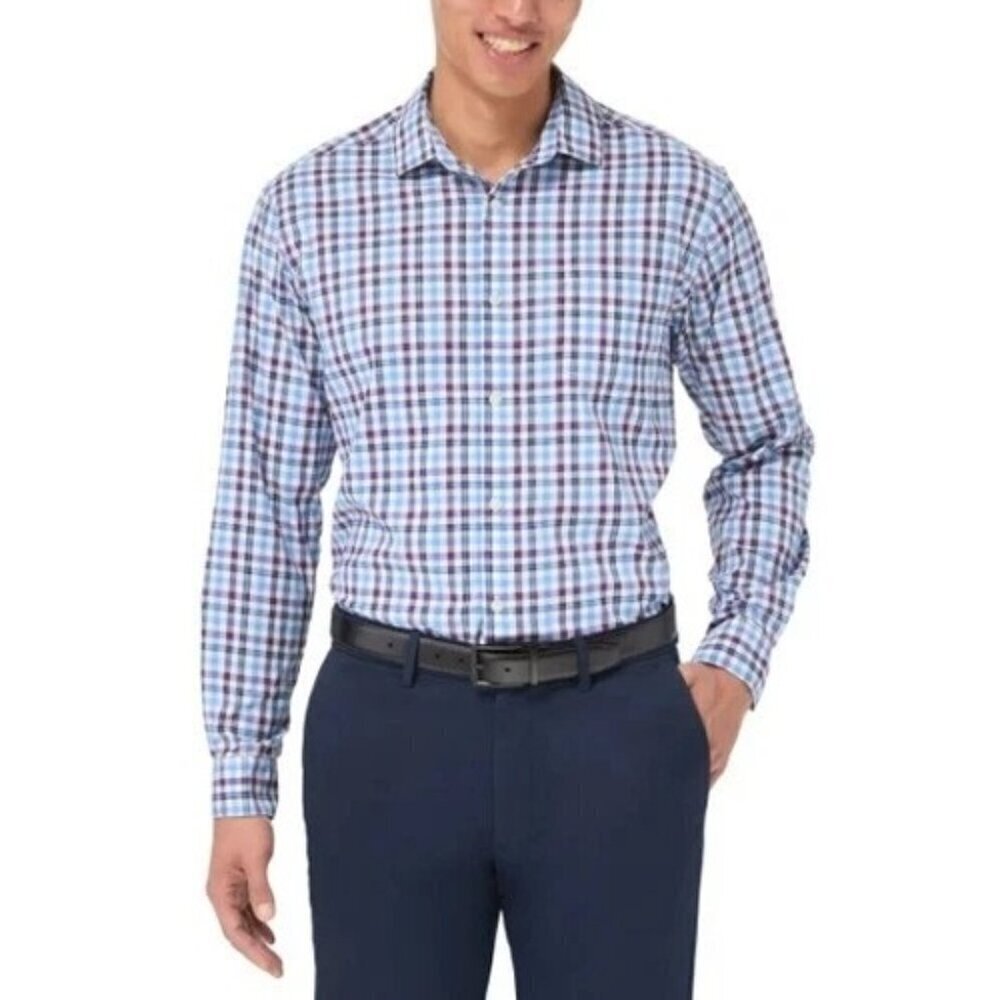 NEW Kirkland Performance Men's XL Sport Dress Shirt Plaid